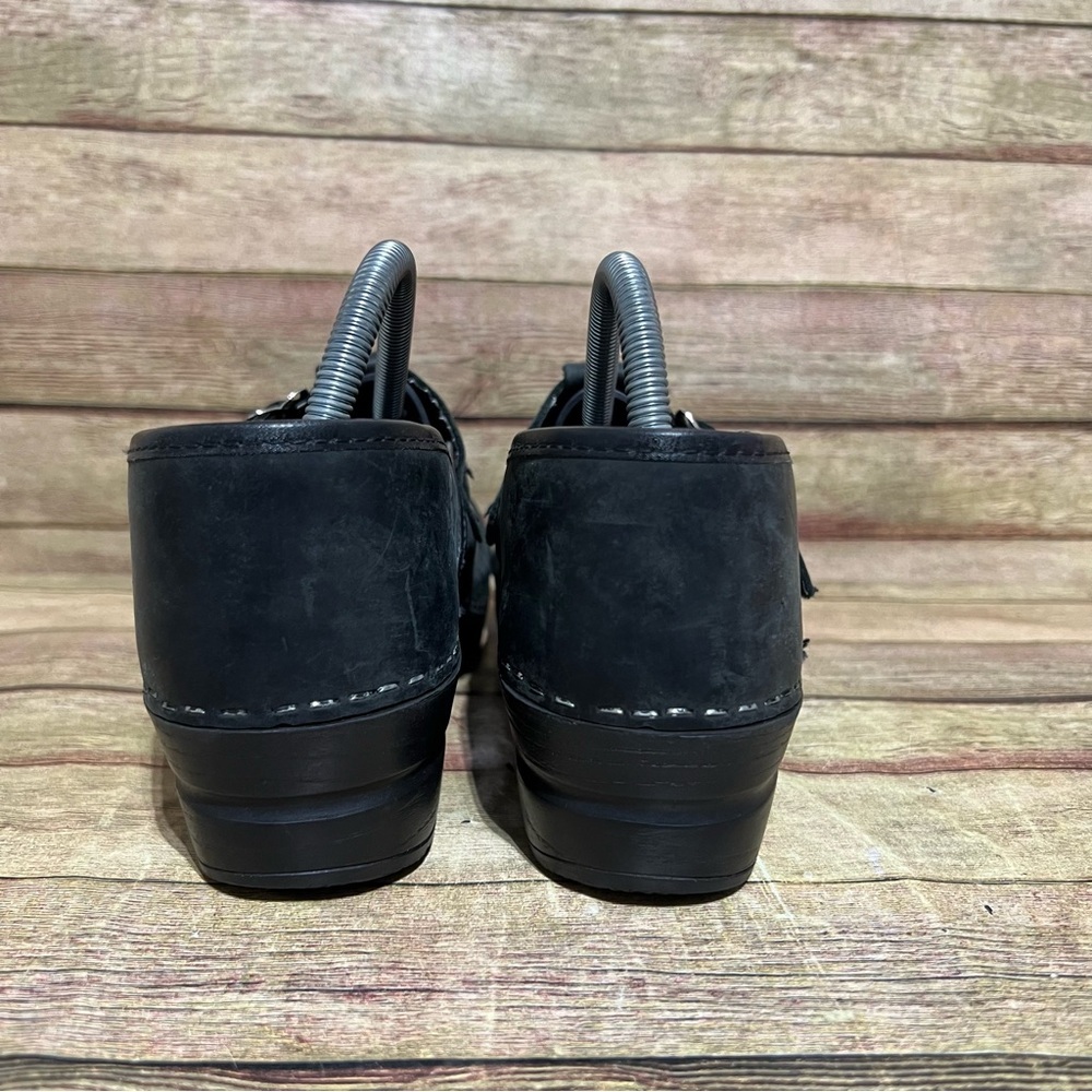 Sanita Black Leather Mary Jane Clogs - Picture 6 of 9